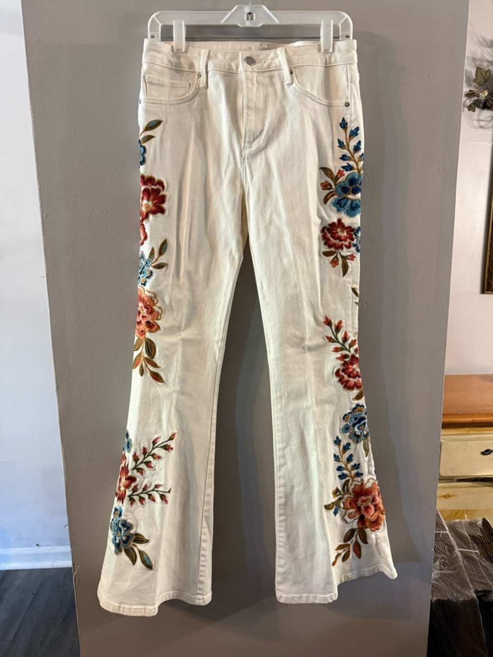 Free People Driftwood Farrah Embroidered Cord Flare Boho Zs28 M26